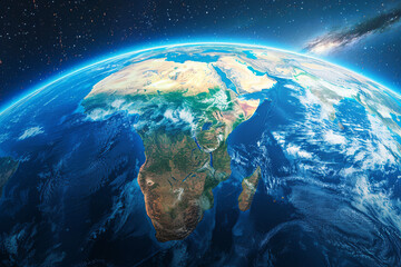 Detailed satellite view of the Earth and its landforms. Africa map - obrazy, fototapety, plakaty