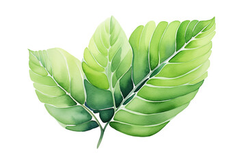Green Leafy Branch Against White Background
