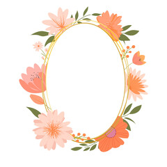 Frame of fantastic flowers. Vector floral frame for greeting cards, invitations, etc.