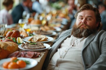 Social Pressure: At a social gathering, an overweight person feels uncomfortable when someone makes a comment about their weight. They struggle with feelings of shame and embarrassment - obrazy, fototapety, plakaty