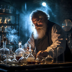 A scientist in a lab conducting experiments.