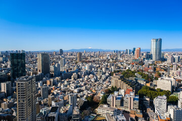 東京都 東京タワーから見る東京の街並み、富士山方面