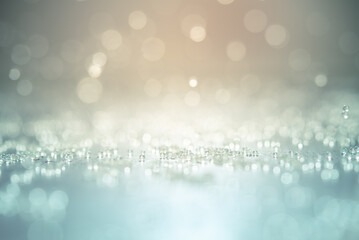 Abstract Blue bokeh defocus glitter blur background.