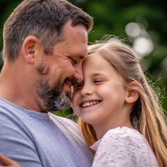 Fototapeta premium A heartwarming moment between a father and his daughter. Fictional Character Created By Generated By Generated AI.