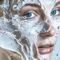 women with milk closeup face 