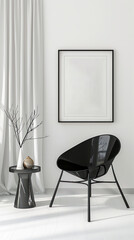 Mockup Poster in the interior, 3D illustration of a modern design with black chair