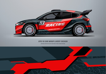 Sporty racing car wrap livery design vector file eps 10