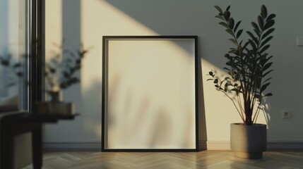 Mockup frame in interior background, 3d render
