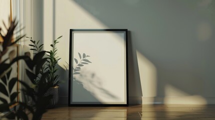 Mockup frame in interior background, 3d render