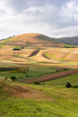 beautiful panorama of the Plain of Castelluccio of Norcia, Umbria