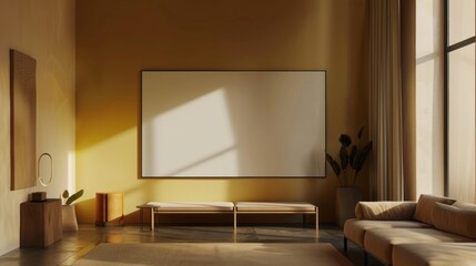 photo frame mockup in modern living room