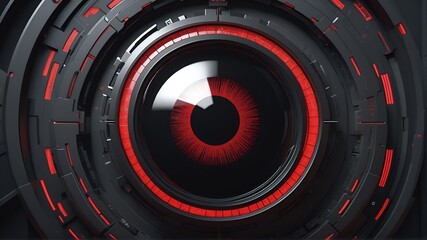 Robotic red eye close-up