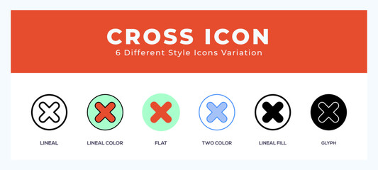 Cross icons set. Different style of icons simple vector illustration.