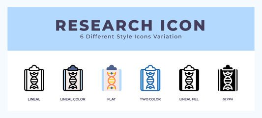 Research icons set of simple vector illustration.
