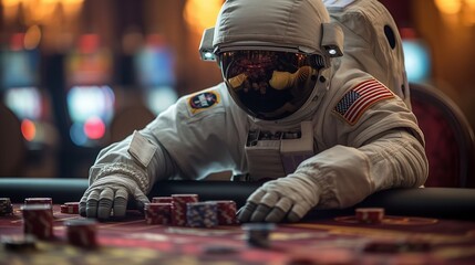 astronaut astronaut plays casino cards. Generative AI
