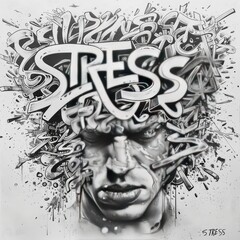 Calligraffitti "STRESS", cinematic, ultra detailed intecrate --ar 1:1 --v 6