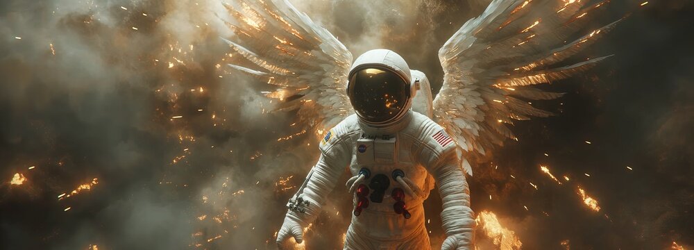 astronaut astronaut with angel wings. Generative AI