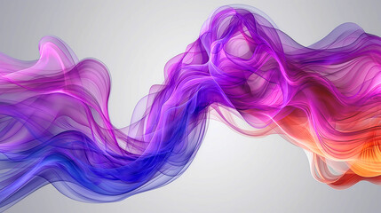Abstract transparent background with smoke, scroll or wave motif, a colorful veil floating in the wind, symbol of lightness and freedom of movement, undulating pattern with vibrant dancing fire colors - obrazy, fototapety, plakaty
