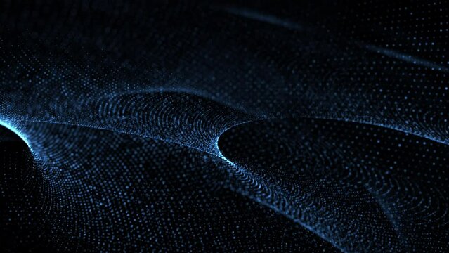 Blue Fractal Wave Design: Light and energy merge in a futuristic of space motion with dynamic waves and curves on a dark backdrop.