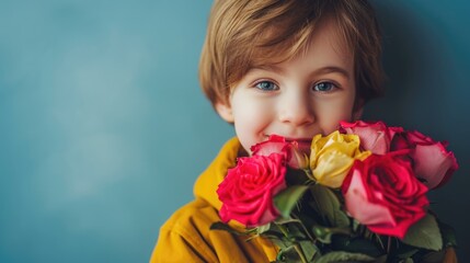 A Little Girl Smiling and Holding a Flower Bouquet. Fictional Character Created By Generated By Generated AI.