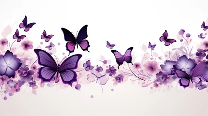 Foto op Canvas Abstract butterflies and flowers in purple and pink tones for background design. nature concept © Rassamee