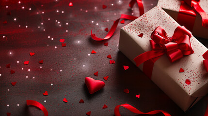 Generative AI image of Valentine's Day gift giving background, center shot,