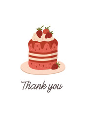 Strawberry cupcake sweet dessert. Vector