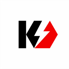 Simple modern letter KS logo design with thunderbolt on the letter S.