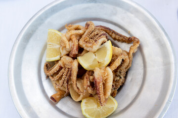 mixed fried fish, Italian food
