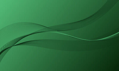 green light with smooth lines wave curves on soft gradient abstract background