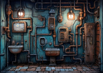 Industrial steampunk theme background
