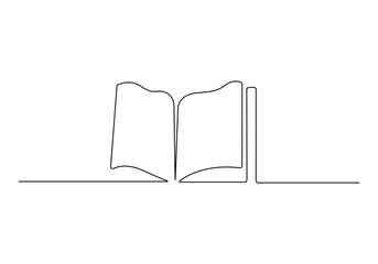Open book continuous single line drawing vector illustration. Premium vector