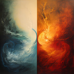 Abstract representation of the elements - earth, fire, water, air.