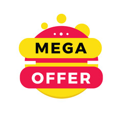 Mega offer sign, red label banner modern style. Vector design for advertising.