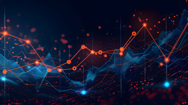 Line graph with multiple colors trends upwards on dark background.