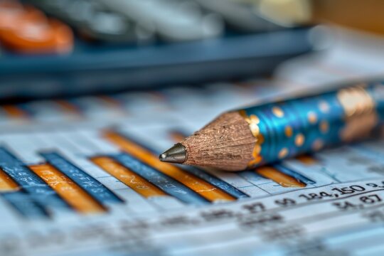 A close-up image highlighting a sharp pencil atop a financial chart reflecting analysis or accounting work