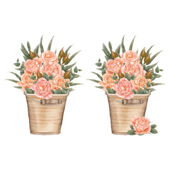 Pink flowers in jugs for Valentine's Day