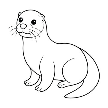 Vector of sea otter illustration coloring page for kids
