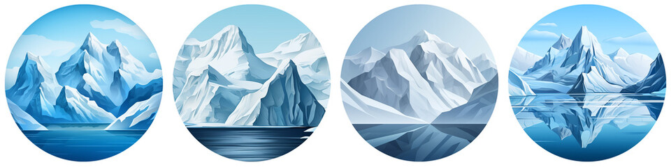 Glacier clipart collection, vector, icons isolated on transparent background