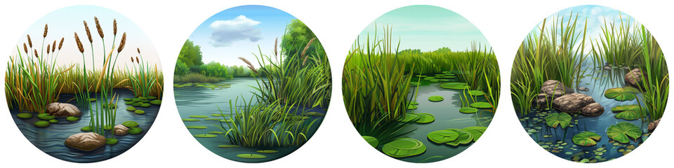 Wetland clipart collection, vector, icons isolated on transparent background - obrazy, fototapety, plakaty