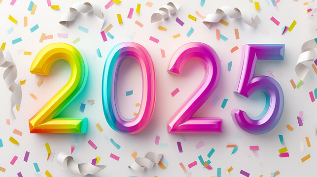 3D Colorful Gradient sign 2025 on a light background