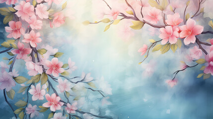 Serene Cherry Blossom Art in Pastel Hues