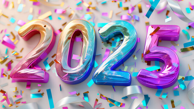 3D Colorful Gradient sign 2025 on a light background