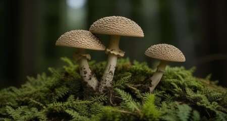 Mushroom trio in a forest's heart