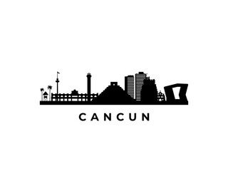 Obraz premium Vector Cancun skyline. Travel Cancun famous landmarks. Business and tourism concept for presentation, banner, web site.