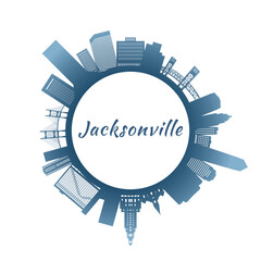 Jacksonville skyline with colorful buildings. Circular style. Stock vector illustration.