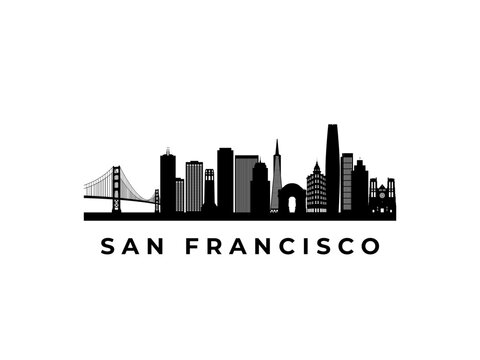 Vector San Francisco skyline. Travel SF famous landmarks. Business and tourism concept for presentation, banner, web site.