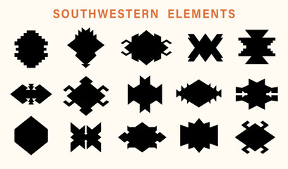 Aztec Navajo Tribal Shapes Set Southwestern Symbol