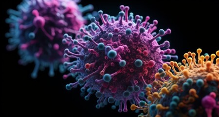 Fototapeta na wymiar Vibrant Viruses - A Visual Journey into the Microscopic World