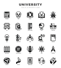 Set of simple Lineal Filled University Icons. Lineal Filled art icons pack.